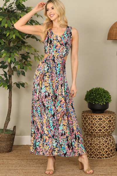 BLACK MULTI SLEEVELESS SIDE CUT-OUT MAXI DRESS 2-2-2-2