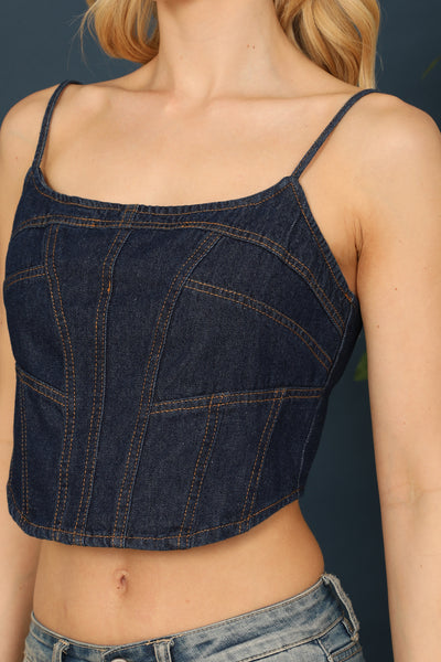 INDIGO DENIM SPAGHETTI STRAP CROP TOP 1-2-2-1