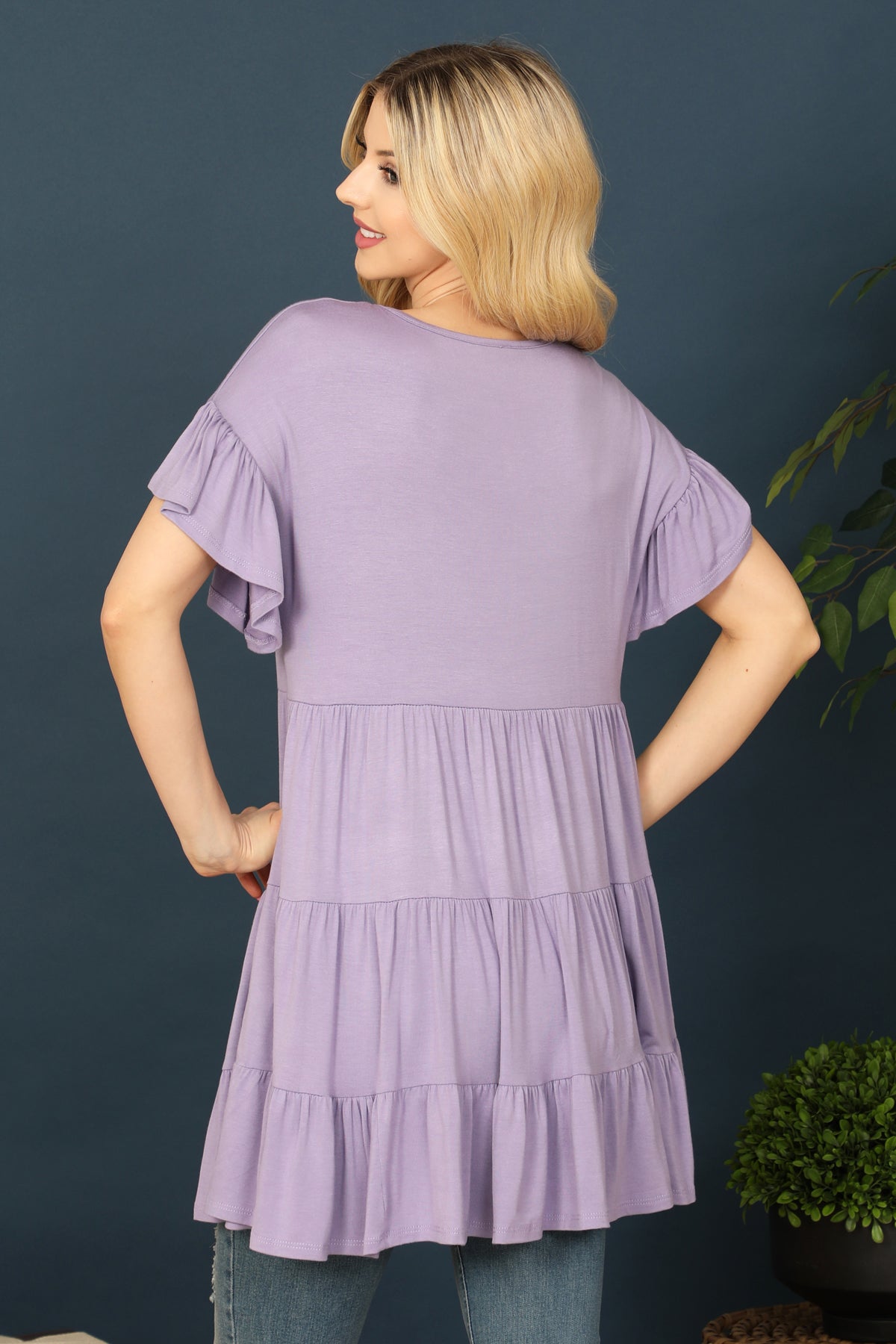 SHORT RUFFLE SLEEVE TIERED TUNIC TOP 2-2-2-2 (NOW $4.75 ONLY!)