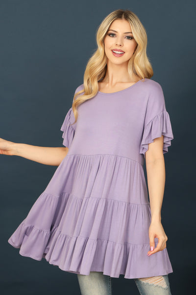 SHORT RUFFLE SLEEVE TIERED TUNIC TOP 2-2-2-2 (NOW $4.75 ONLY!)