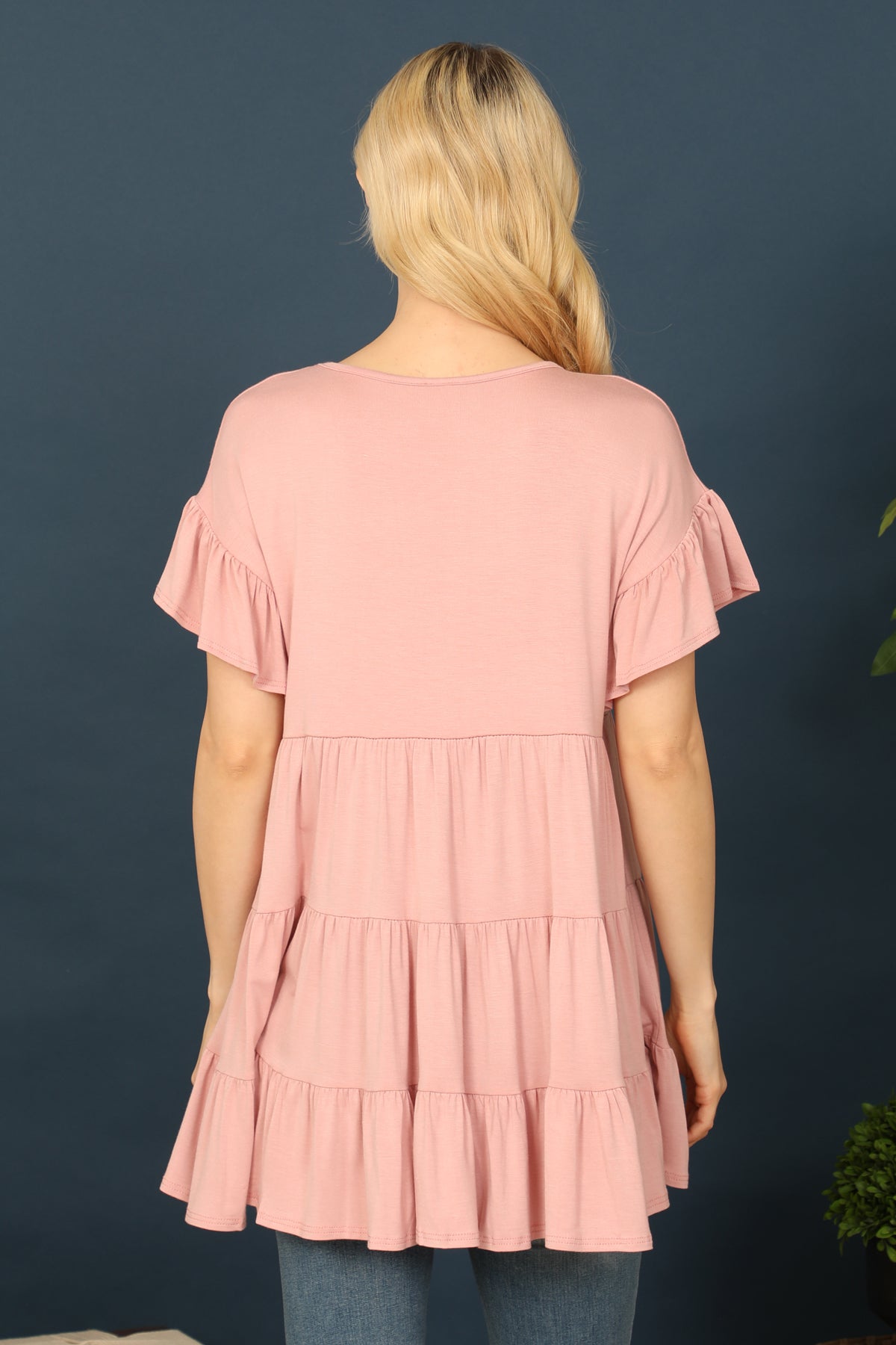 SHORT RUFFLE SLEEVE TIERED TUNIC TOP 2-2-2-2 (NOW $4.75 ONLY!)