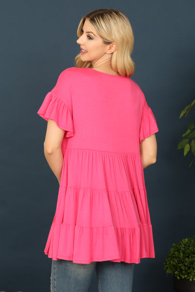 SHORT RUFFLE SLEEVE TIERED TUNIC TOP 2-2-2-2 (NOW $4.75 ONLY!)