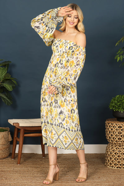 DANDELION BLACK OFF-SHOUDER PUFF SLEEVE MIDI DRESS 2-2-1 (NOW $5.75 ONLY!)