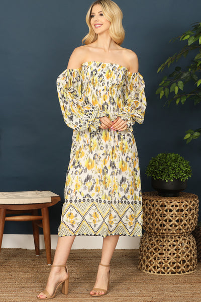 DANDELION BLACK OFF-SHOUDER PUFF SLEEVE MIDI DRESS 2-2-1 (NOW $5.75 ONLY!)