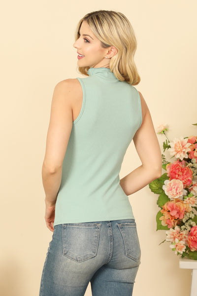 MERROW DETAIL HIGH NECK SLEEVELESS SOLID TOP 2-2-2-2