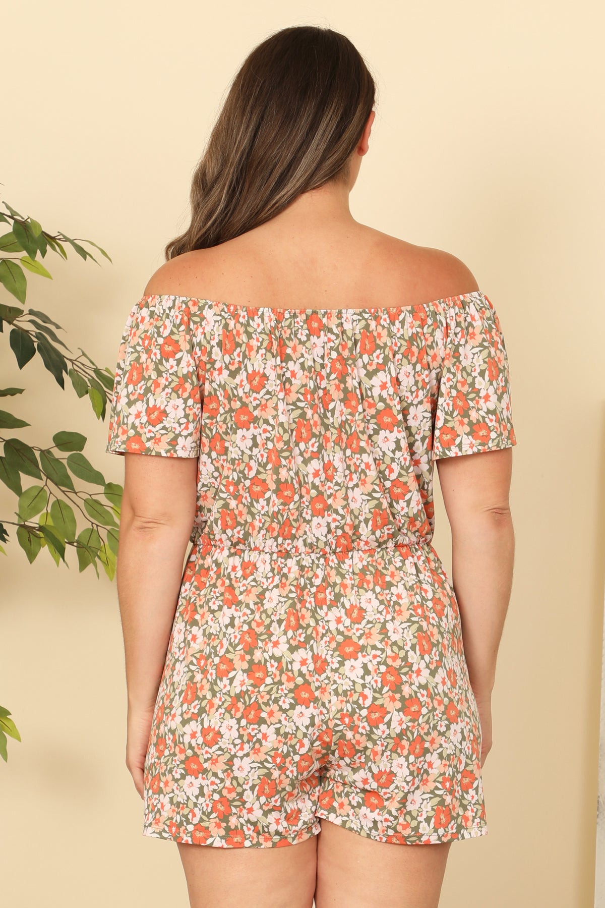 SAGE PLUS SIZE MULTI FLORAL DITSY OFF-SHOULDER ROMPER 3-2-1