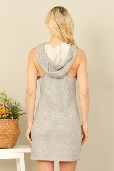 SLEEVELESS DRAWSTRING HOODIE MINI DRESS 1-2-2-1