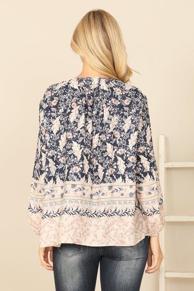 MIX LONG PUF SLEEVE PRINTED TOP 2-2-2