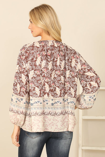 MIX LONG PUF SLEEVE PRINTED TOP 2-2-2