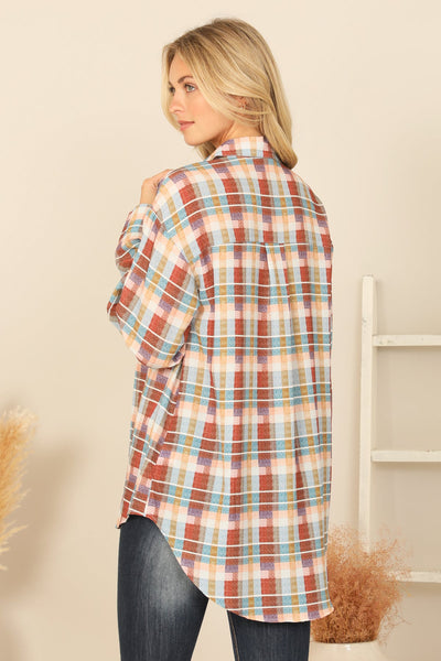 MIX LONG SLEEVE PLAID TOP 2-2-2 (NOW $6.75 ONLY!)