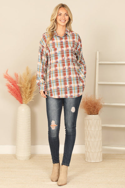 MIX LONG SLEEVE PLAID TOP 2-2-2 (NOW $6.75 ONLY!)