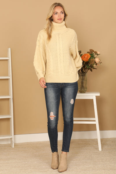 TURTLE NECK LONG SLEEVE KNITTED SWEATER 3-3