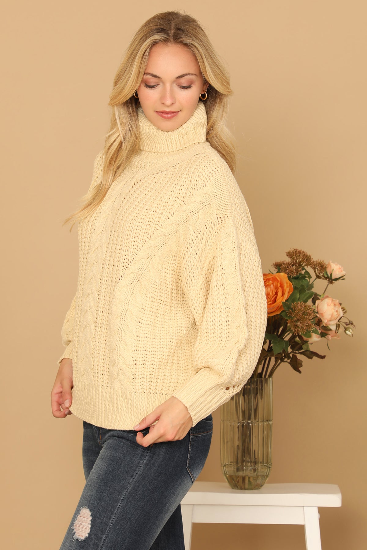 TURTLE NECK LONG SLEEVE KNITTED SWEATER 3-3