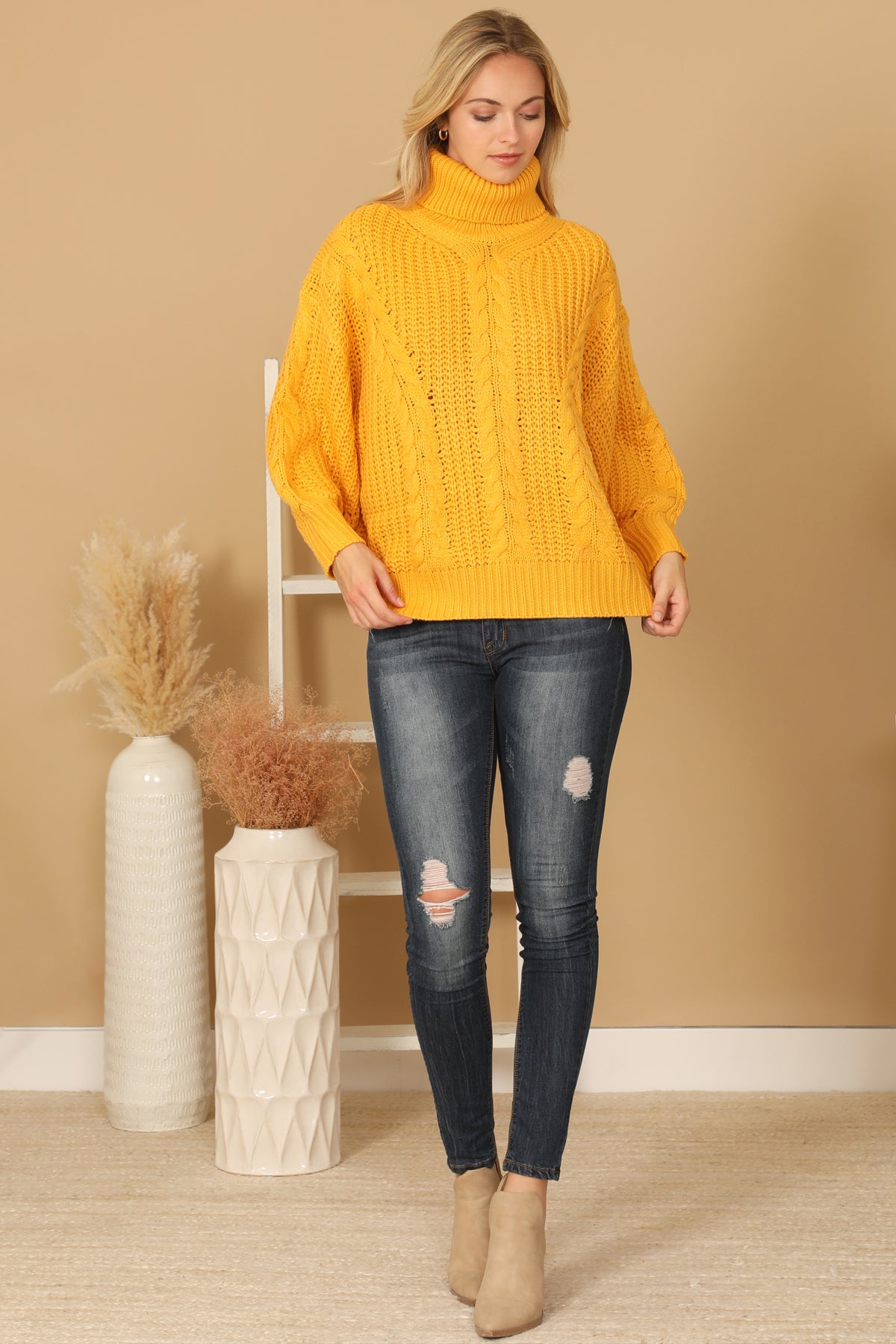 TURTLE NECK LONG SLEEVE KNITTED SWEATER 3-3