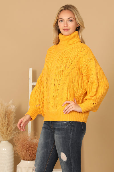 TURTLE NECK LONG SLEEVE KNITTED SWEATER 3-3