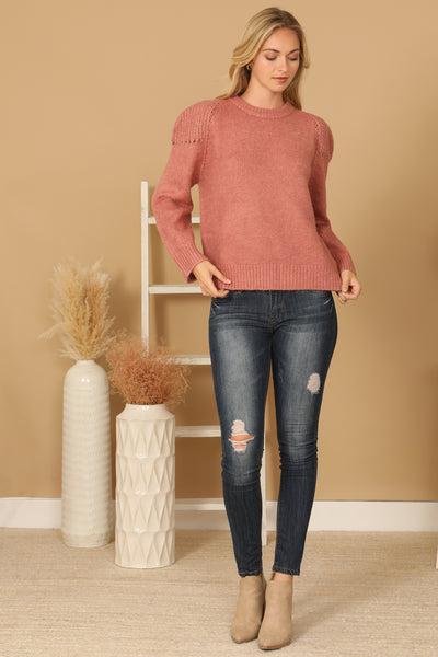 KNIT DETAIL PUFF SWEATER 3-3