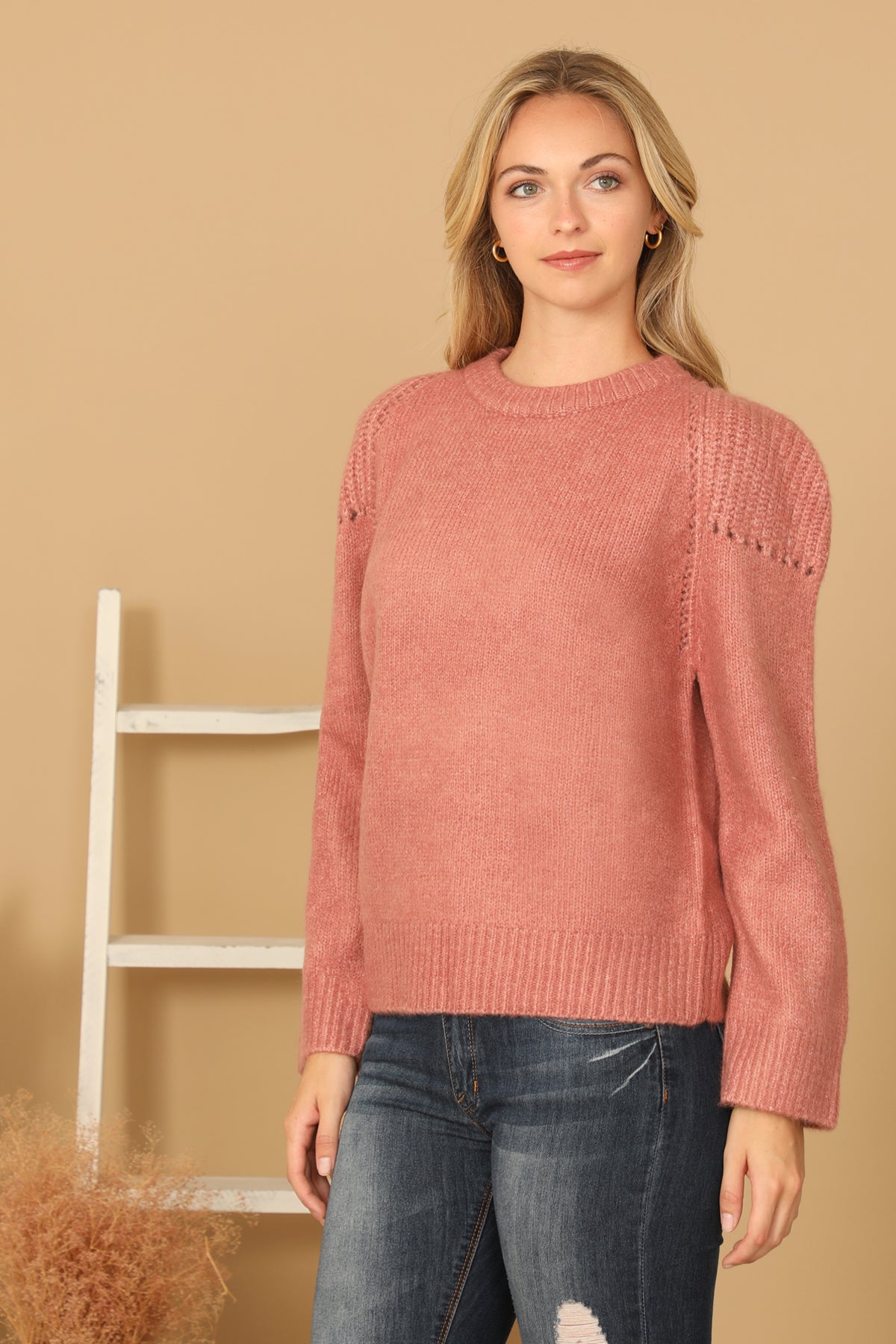 KNIT DETAIL PUFF SWEATER 3-3