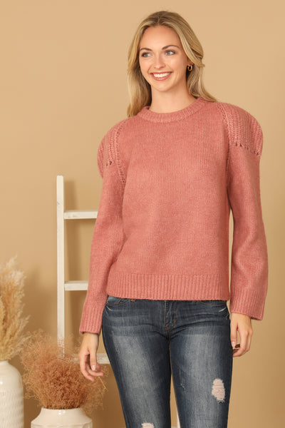 KNIT DETAIL PUFF SWEATER 3-3