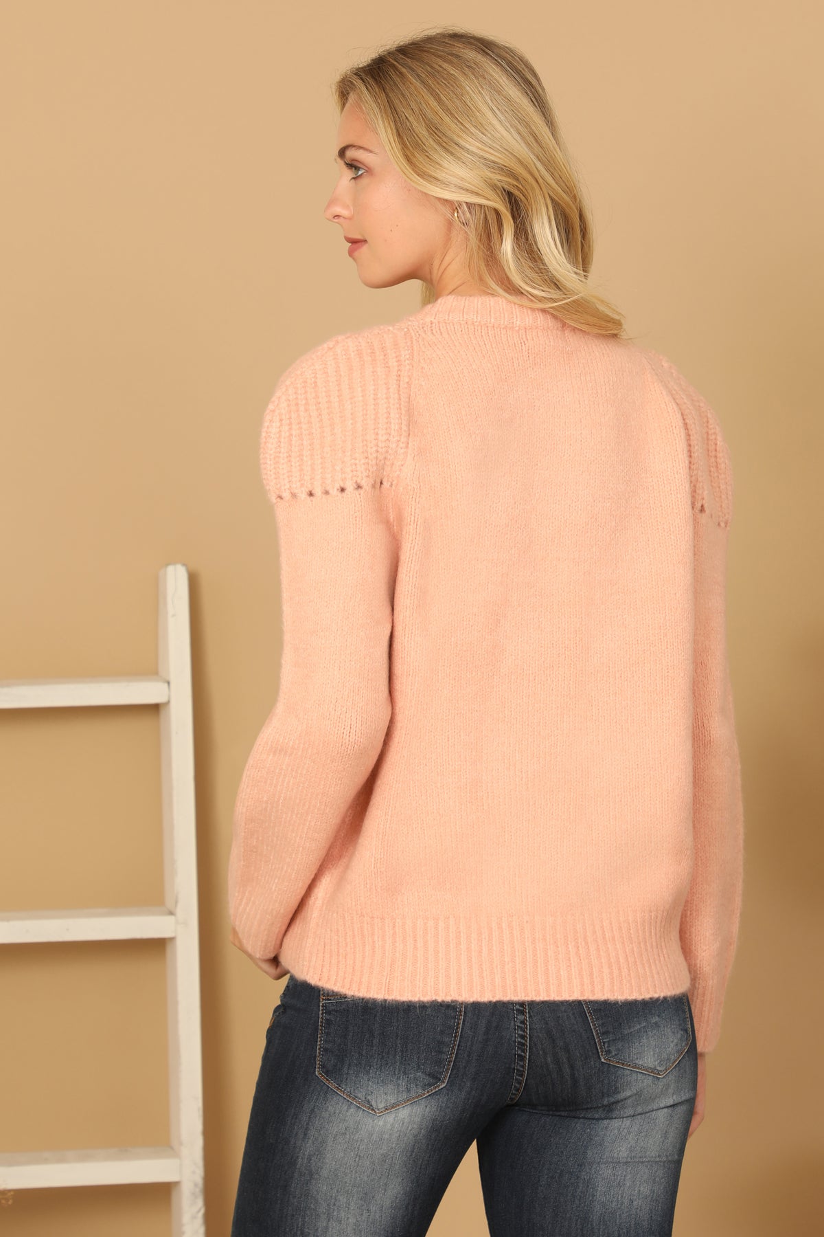 KNIT DETAIL PUFF SWEATER 3-3