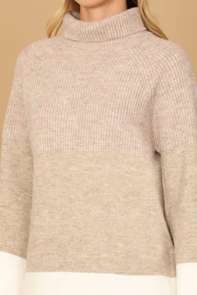 TURTLE NECK KNIT DETAIL SWEATER 3-3