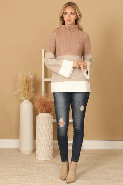 TURTLE NECK KNIT DETAIL SWEATER 3-3