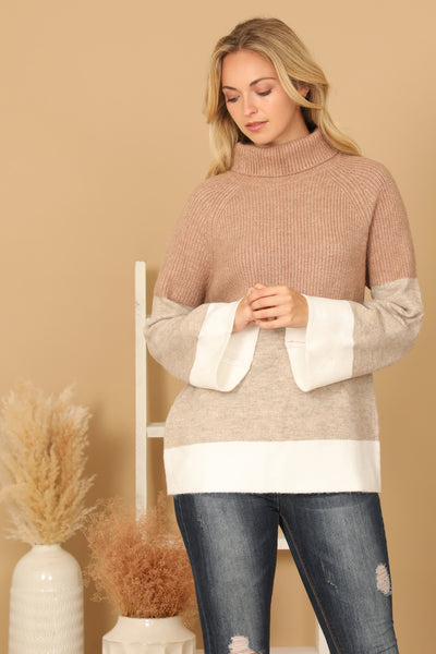 TURTLE NECK KNIT DETAIL SWEATER 3-3