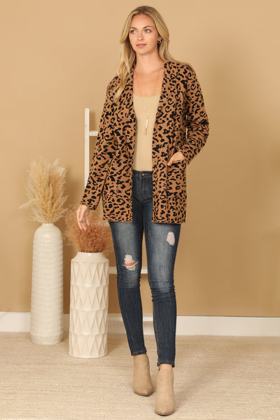 LONG SLEEVE LEOPARD OPEN CARDIGAN 2-2-2