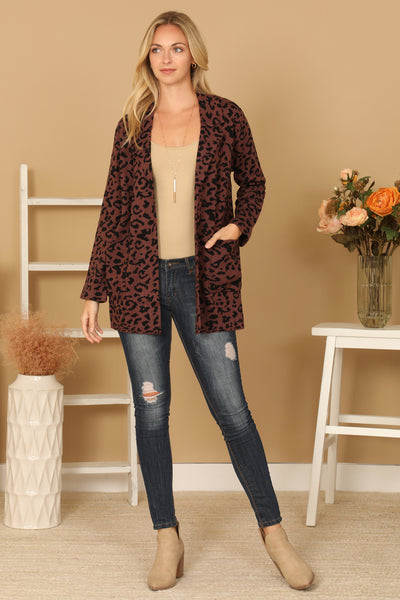 LONG SLEEVE LEOPARD OPEN CARDIGAN 2-2-2