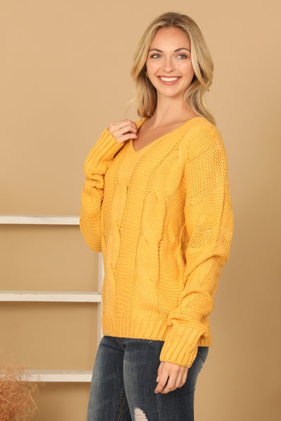 MUSTARD V-NECK KNITTED SWEATER 3-3