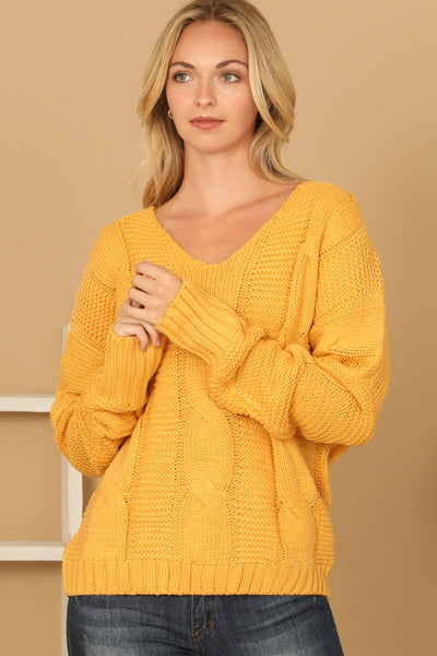 MUSTARD V-NECK KNITTED SWEATER 3-3