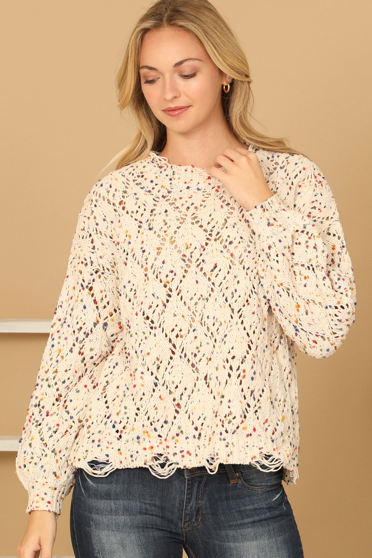 MULTI COLOR CROCHET SWEATER 3-3