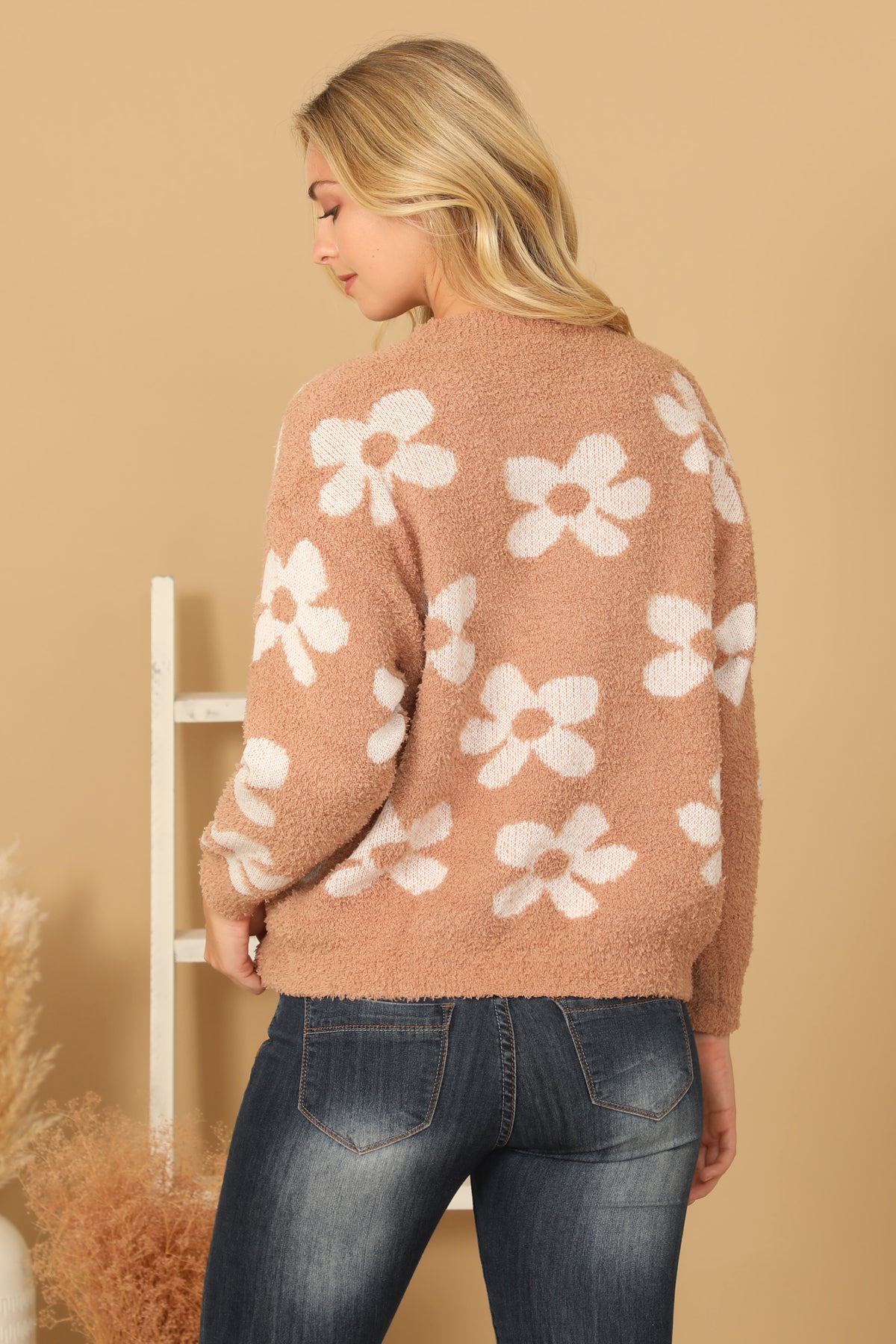 TERRY KNTTED FLORAL SWEATER 2-2-2