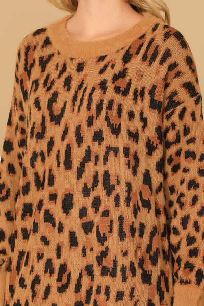 LONG SLEEVE LEOPARD KNITTED DRESS 3-3