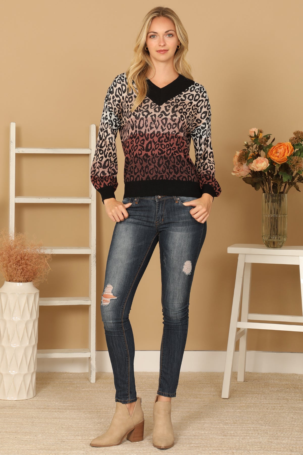 LEOPARD PRINT COLOR GRADIENT TOP 3-3