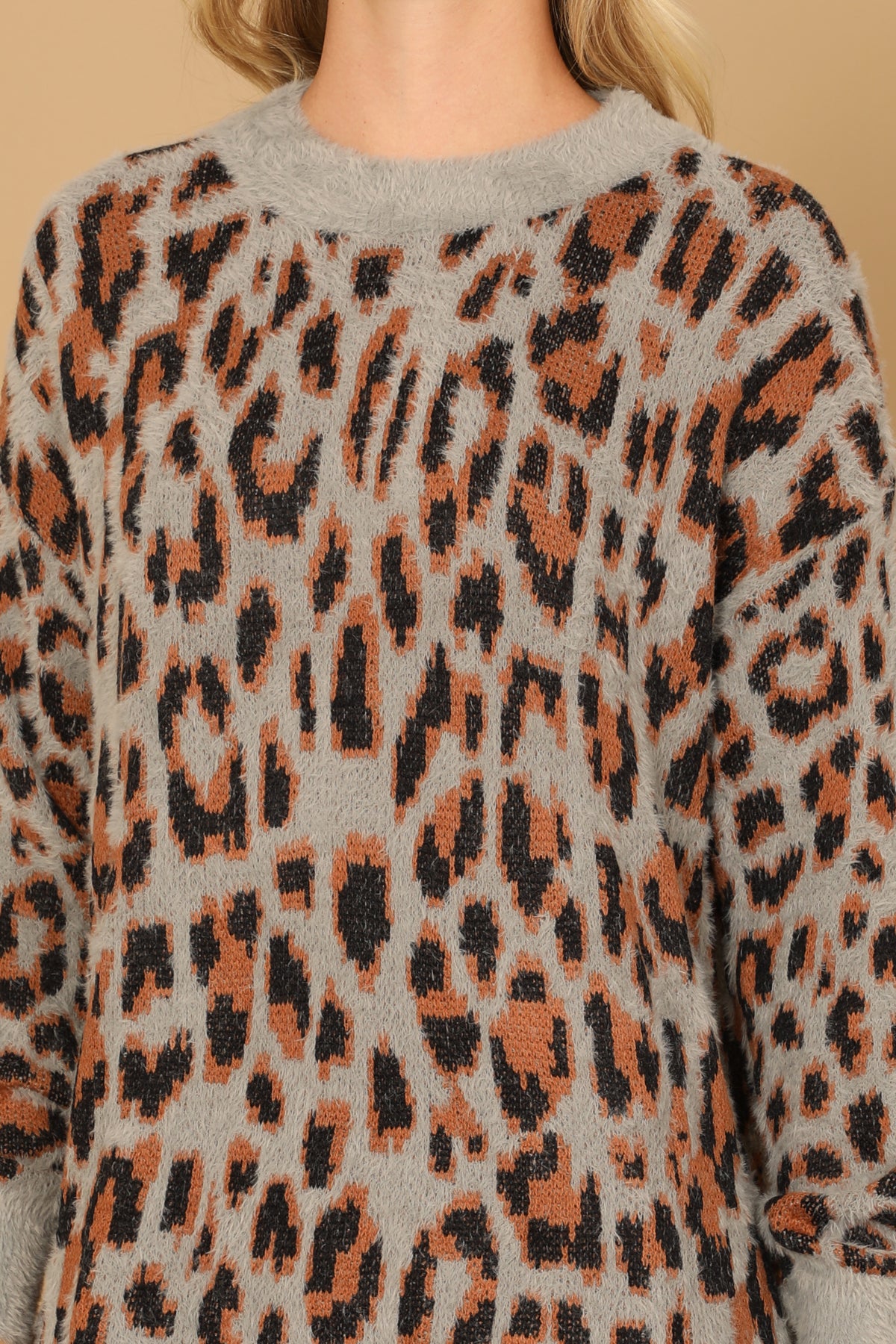 LONG SLEEVE LEOPARD KNITTED DRESS 3-3