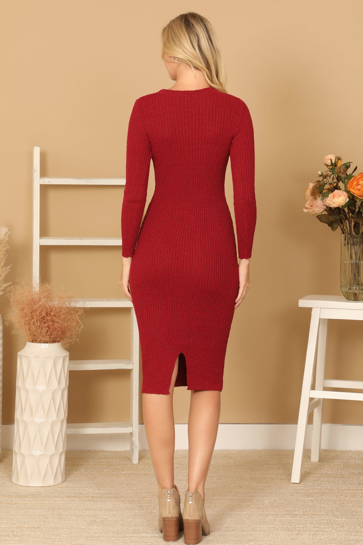 RIBBED SLEEVE SHAWL N SWEATER DRESS SET 2-2-2