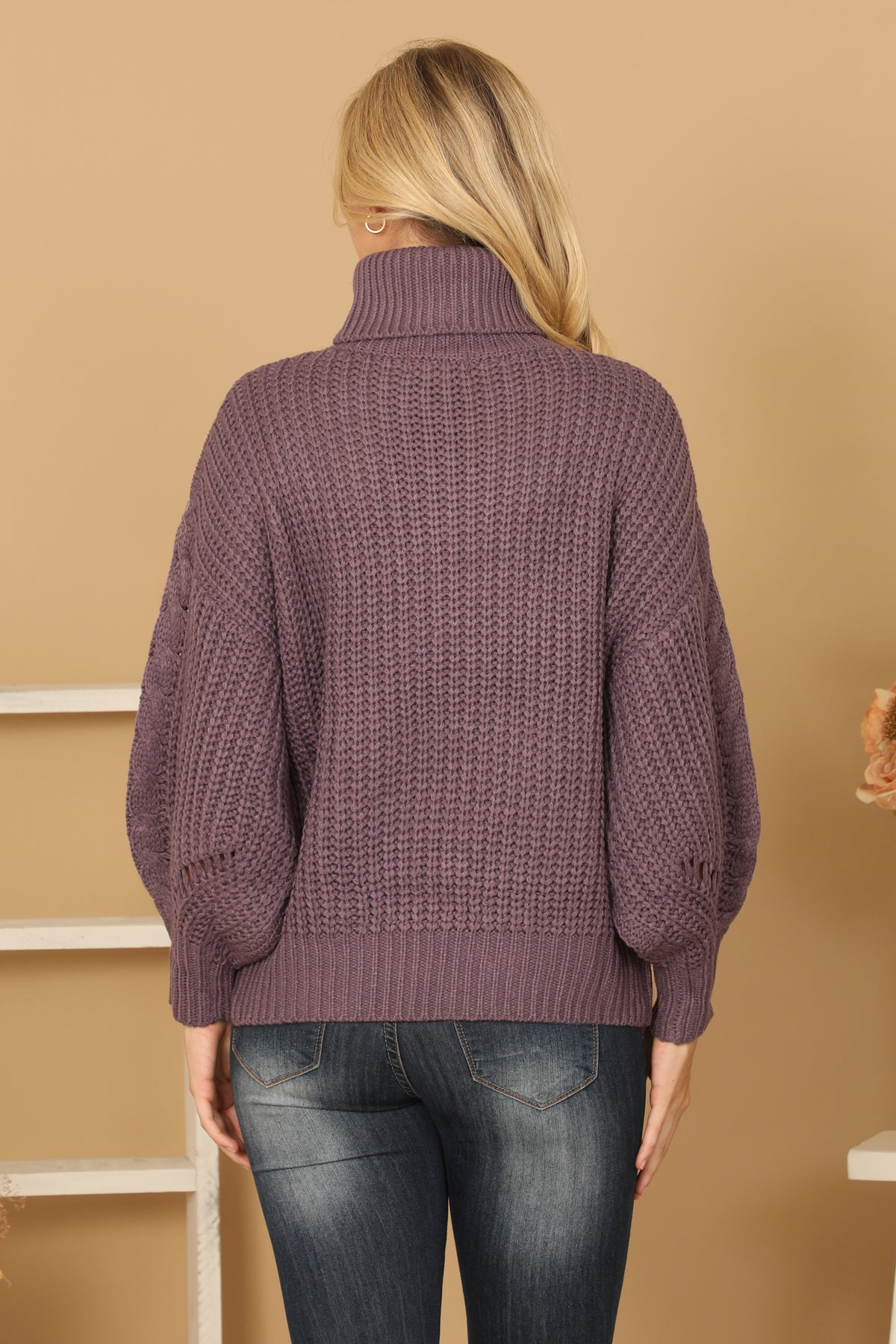 TURTLE NECK LONG SLEEVE KNITTED SWEATER 3-3