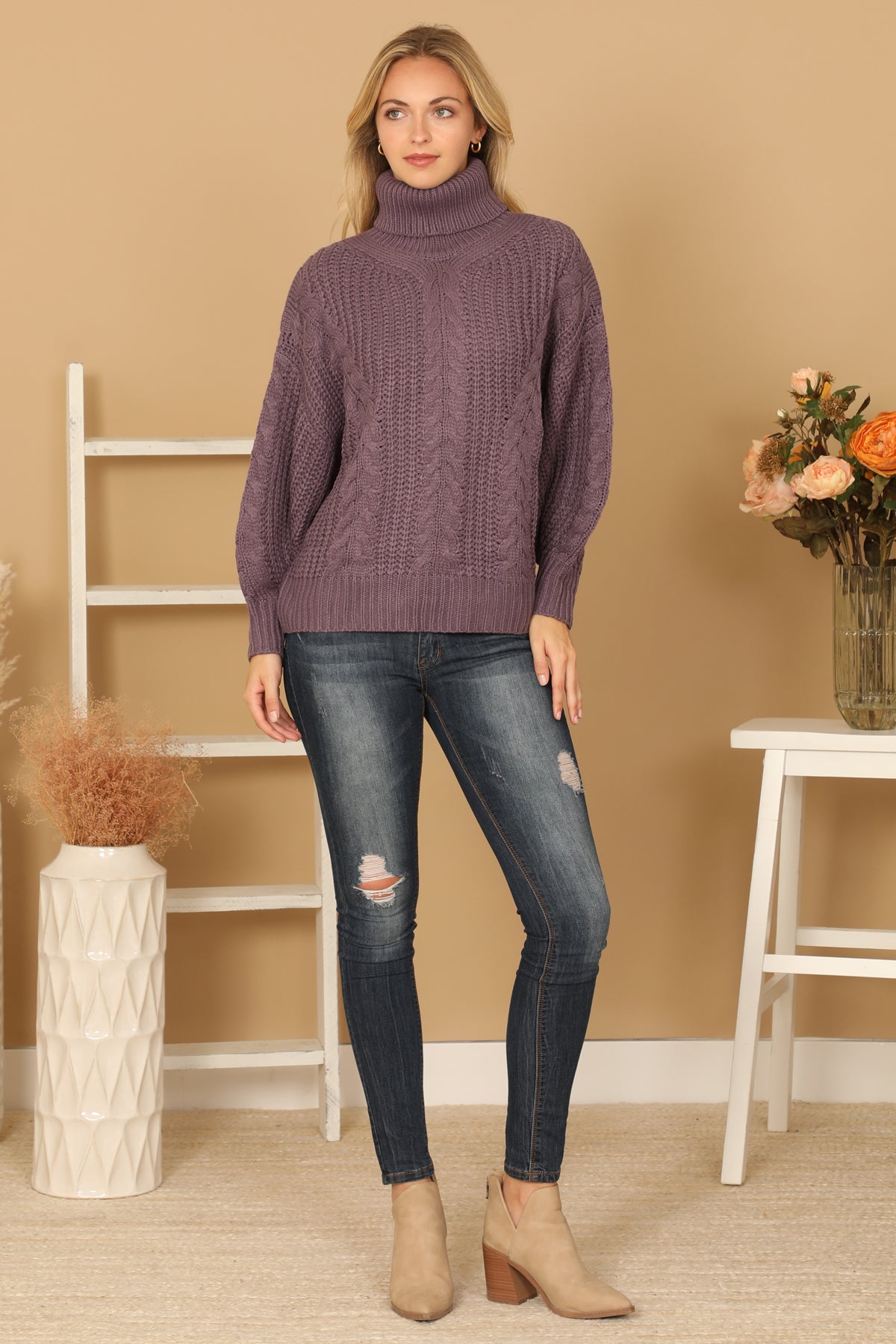 TURTLE NECK LONG SLEEVE KNITTED SWEATER 3-3