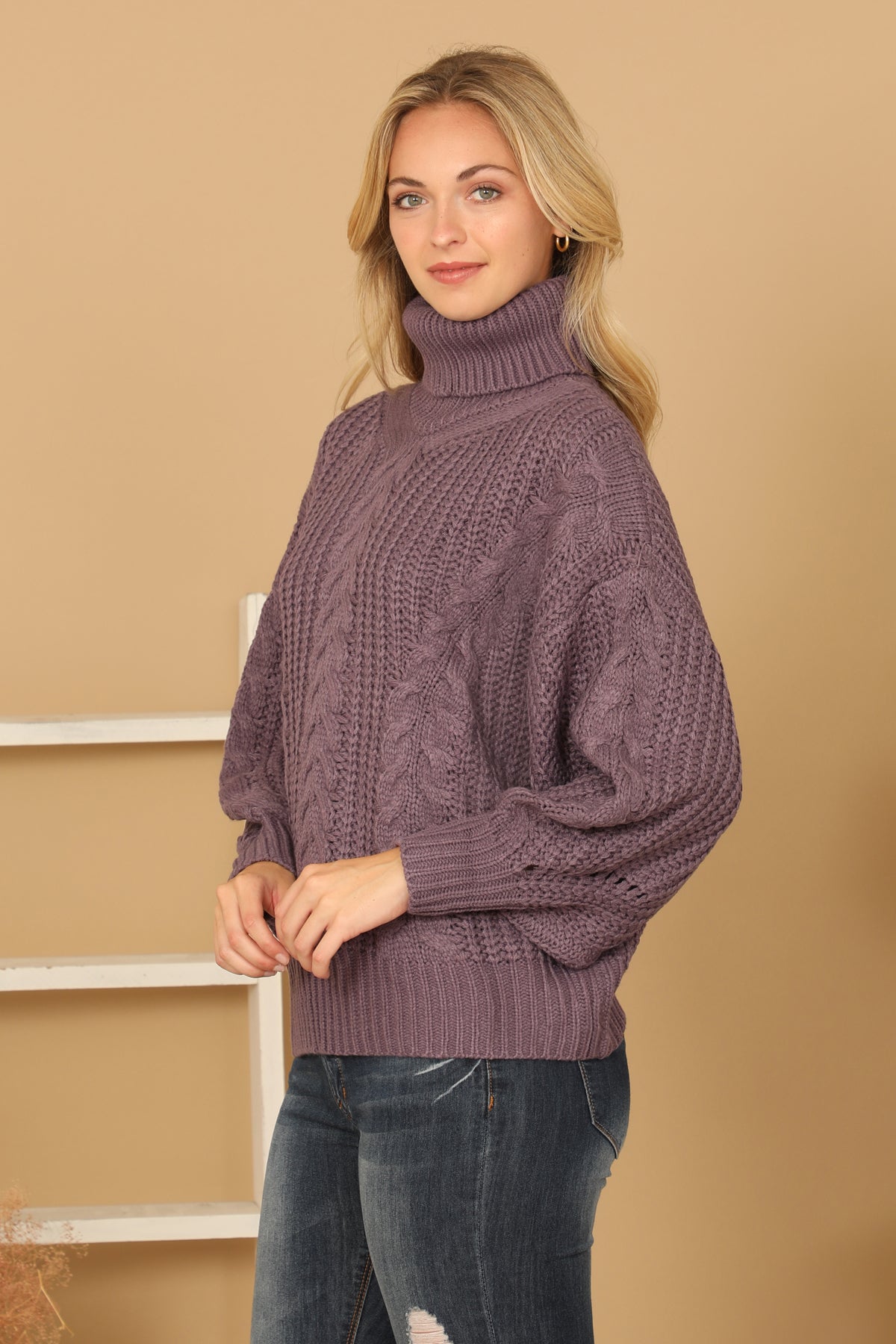 TURTLE NECK LONG SLEEVE KNITTED SWEATER 3-3