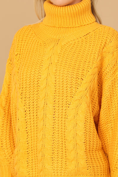 MUSTARD PLUS SIZE TURTLE NECK KNITTED SWEATER 3-3