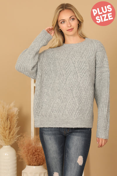 PLUS SIZE KNIT PATTERN SWEATER 3-3