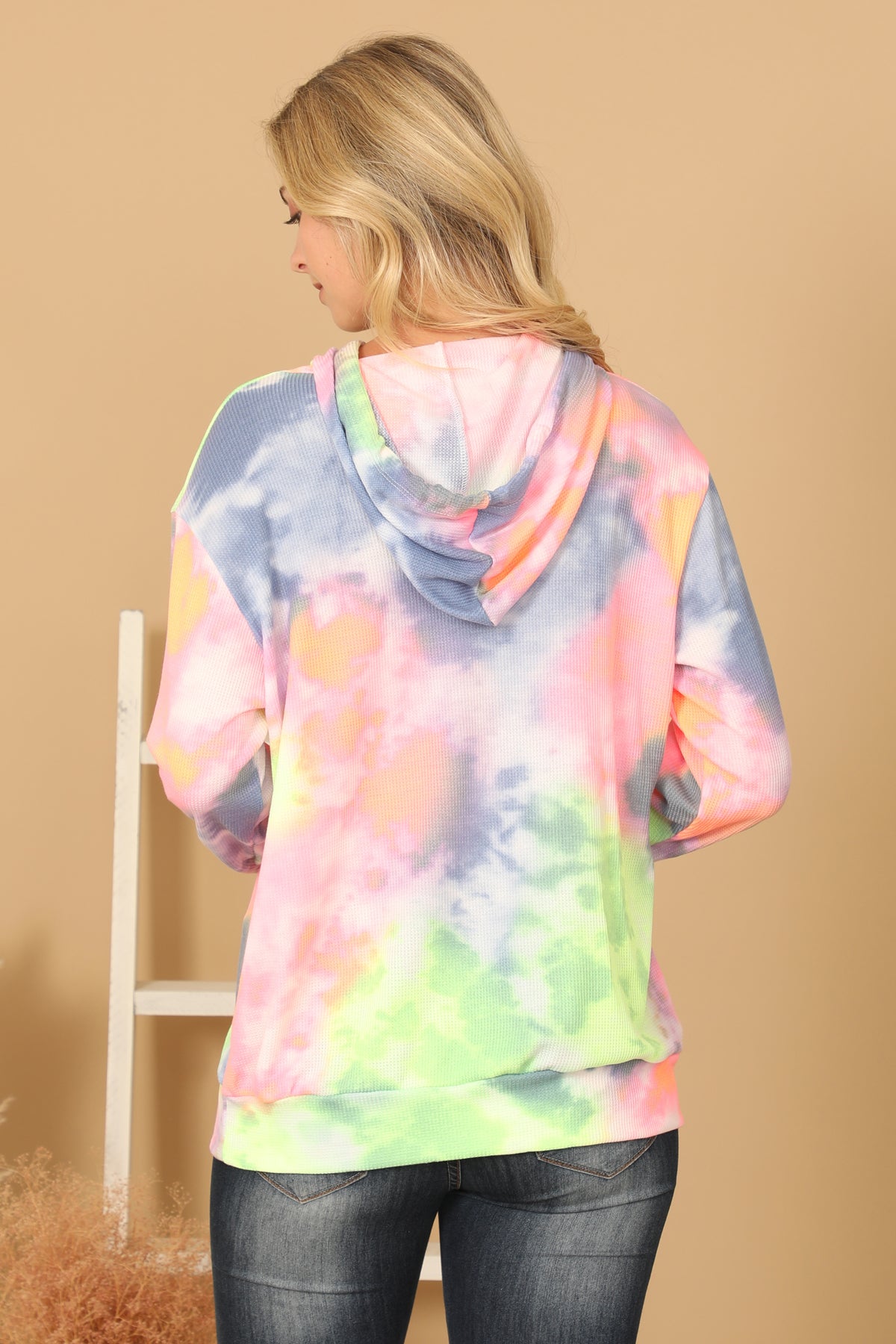 TIE-DYE DRAWSTRING HOODIE TOP 1-2-2-1