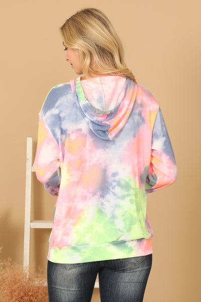 TIE-DYE DRAWSTRING HOODIE TOP 1-2-2-1