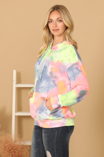 TIE-DYE DRAWSTRING HOODIE TOP 1-2-2-1