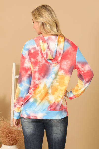 TIE-DYE DRAWSTRING HOODIE TOP 1-2-2-1