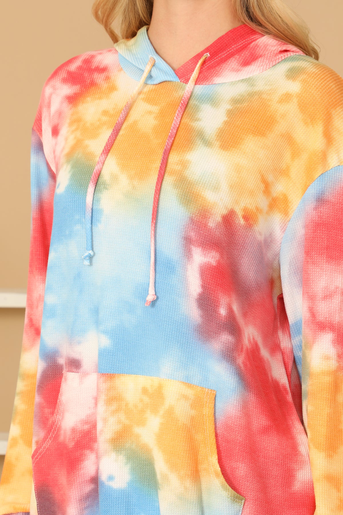 TIE-DYE DRAWSTRING HOODIE TOP 1-2-2-1