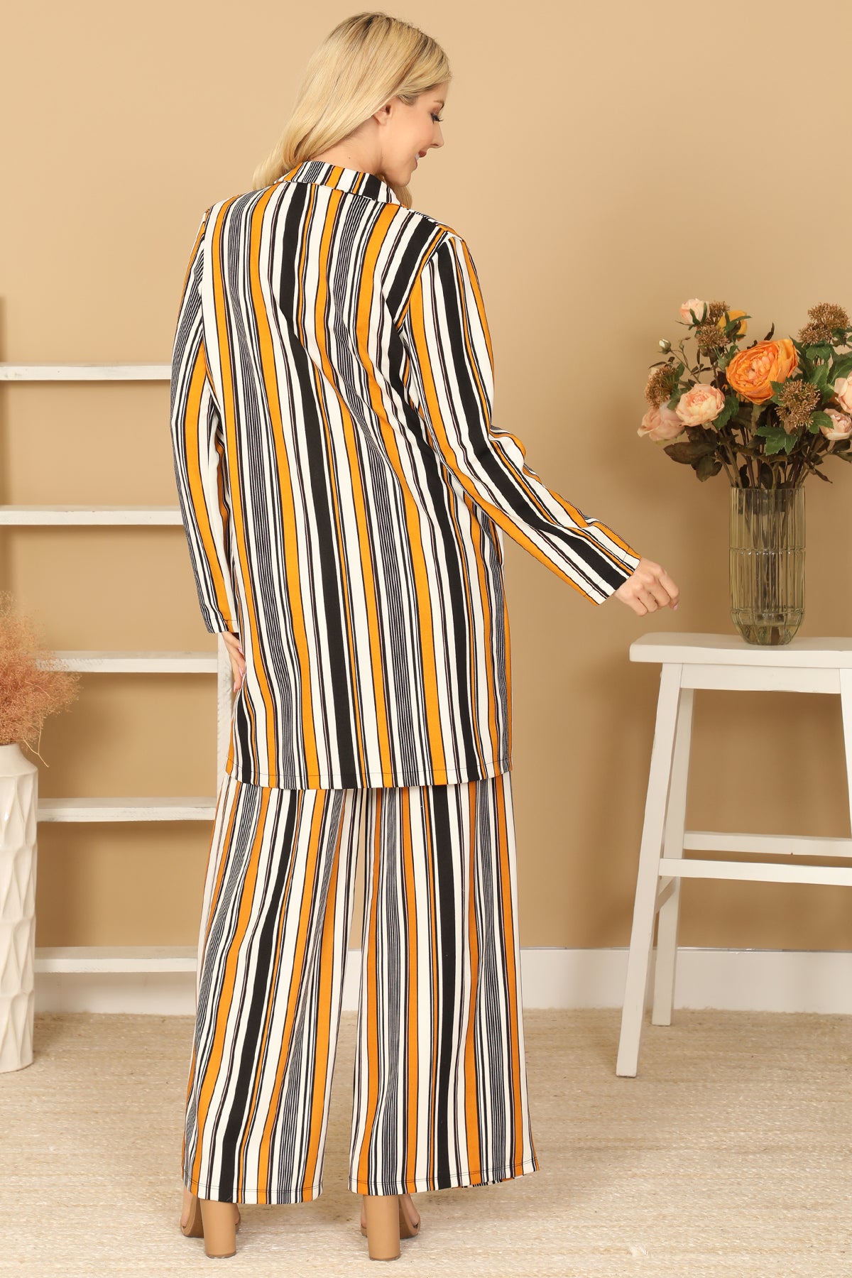 BLACK MUSTARD COMBO STRIPE JACKET PANTS 2-2-2