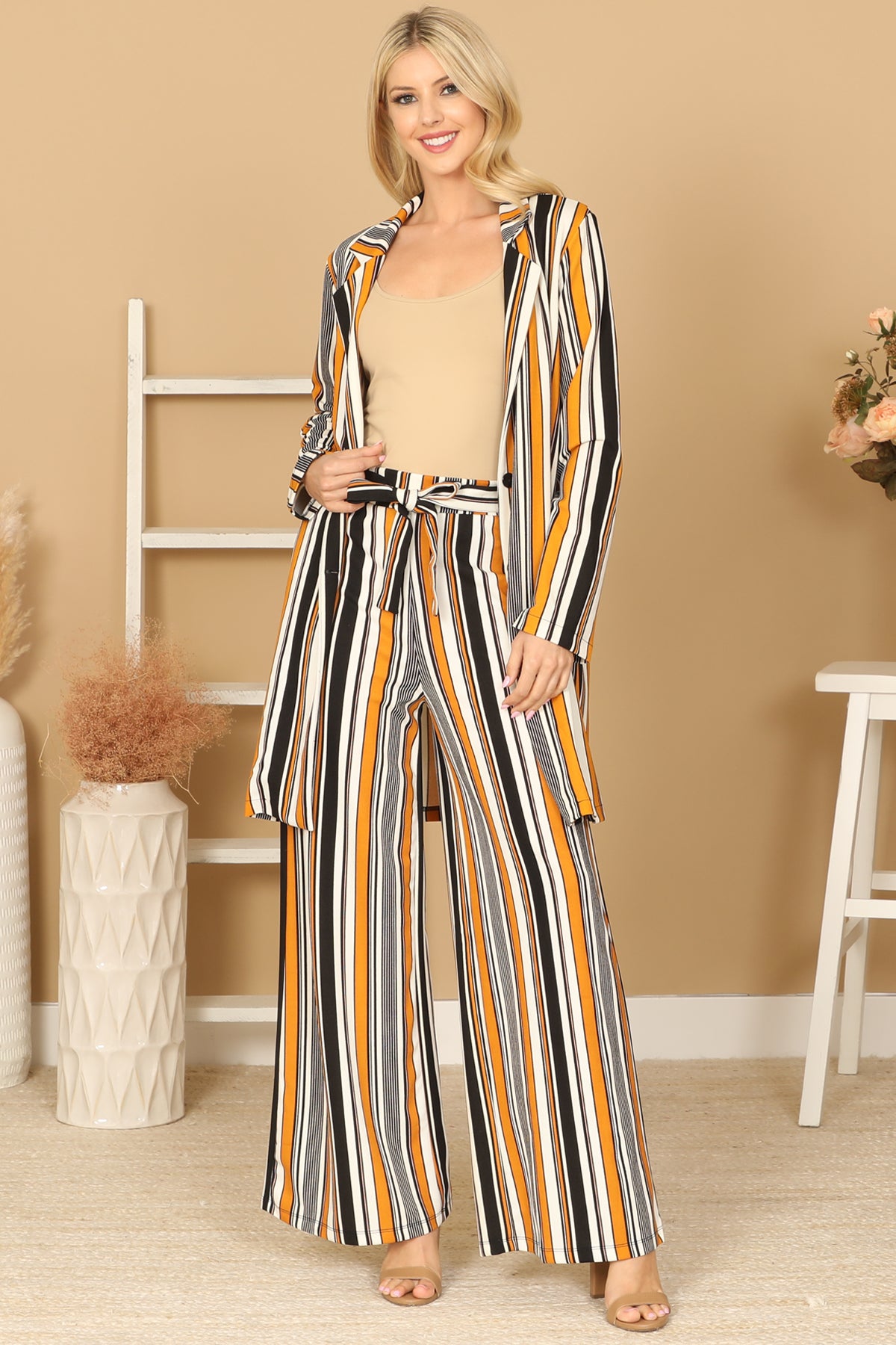 BLACK MUSTARD COMBO STRIPE JACKET PANTS 2-2-2