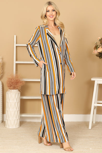 BLACK MUSTARD COMBO STRIPE JACKET PANTS 2-2-2