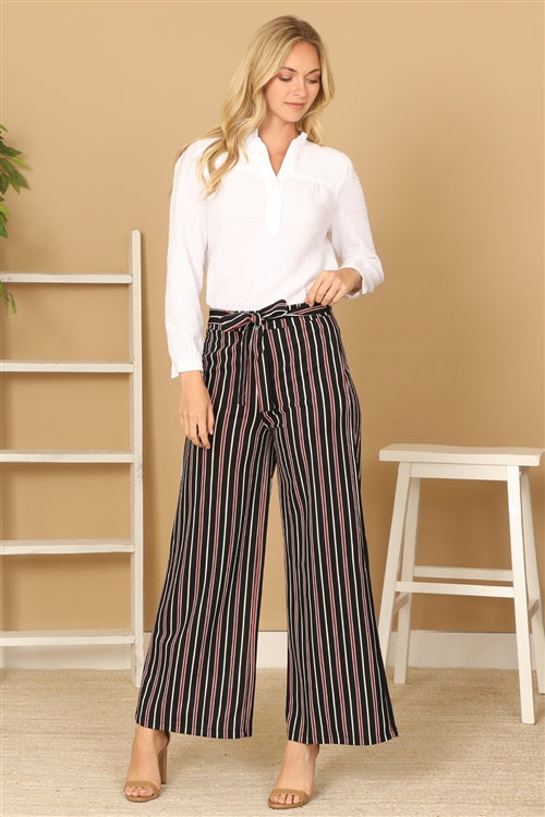 P70082X-PLUS SIZE WAIST TIE STRIPE SQUARE PANTS 2-2-2